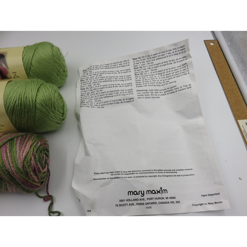 Caron Simply Soft Yarn Green Rose Garden Mary Maxim Mermaid Cocoon Pattern 99032 - Picture 5 of 15